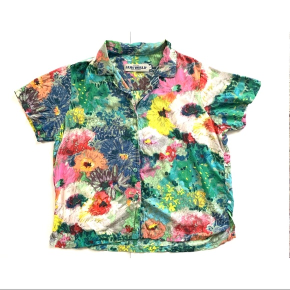 Jams World Tops - JAMS WORLD Lush Print Hawaiian Shirt